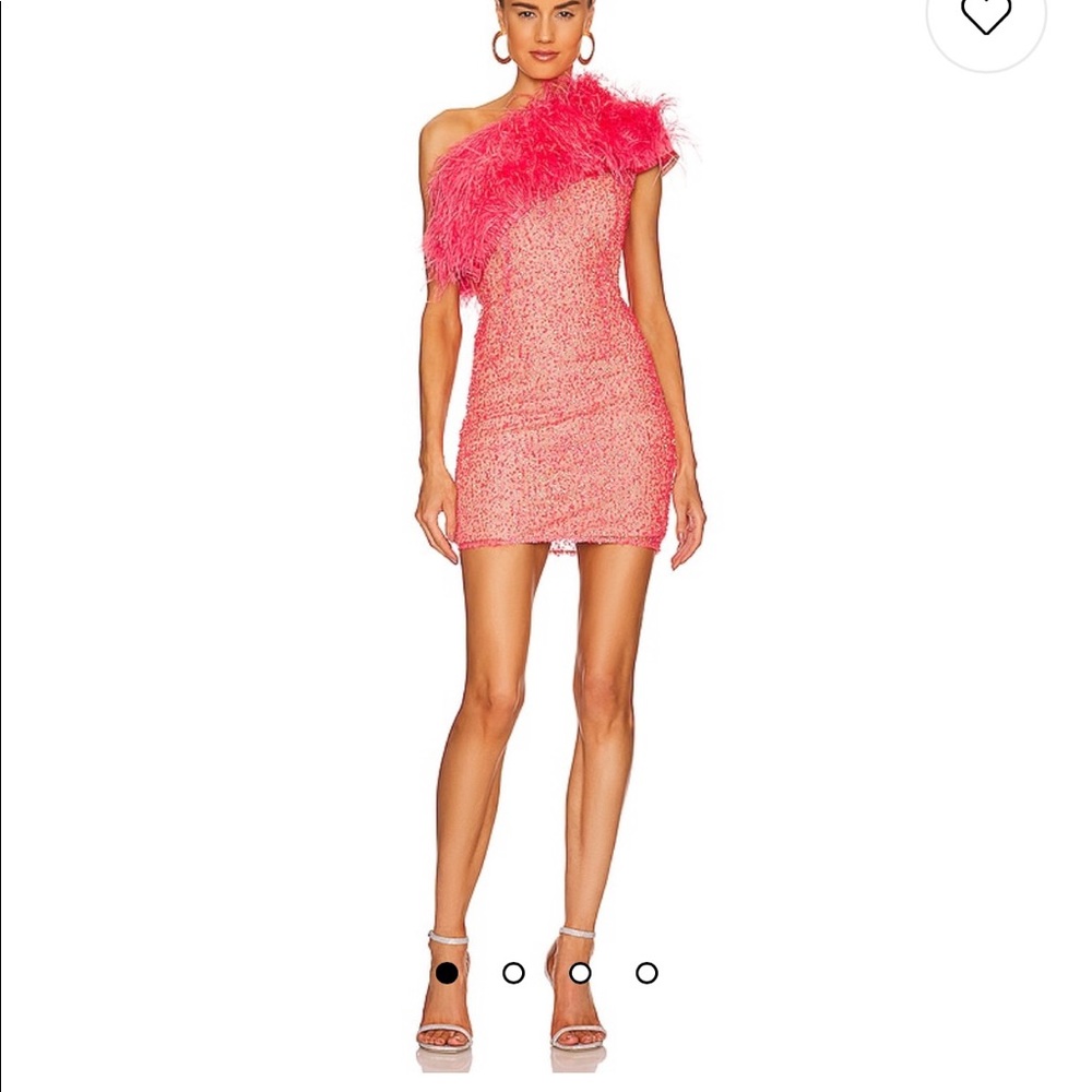 Brand new with tags Bronx and Branco pink feather sequin mini dress